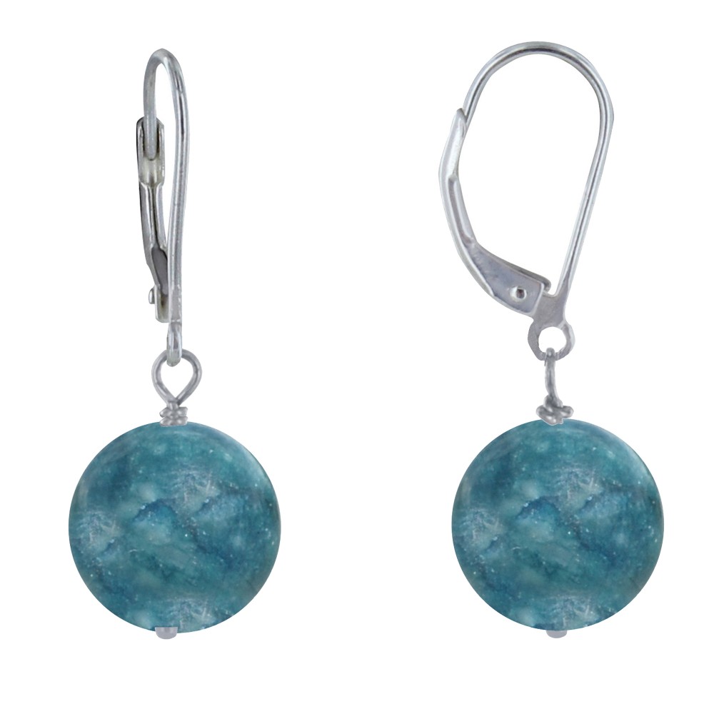 LES POULETTES BIJOUX Boucles d'Oreilles Dormeuse Argent 925 et Perle d'Apatite