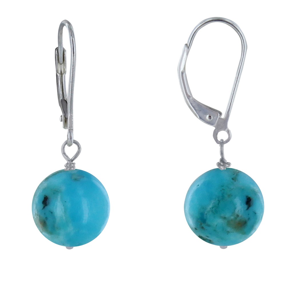 LES POULETTES BIJOUX - Boucles d'Oreilles Dormeuse Argent 925 et Perle de Turquoise