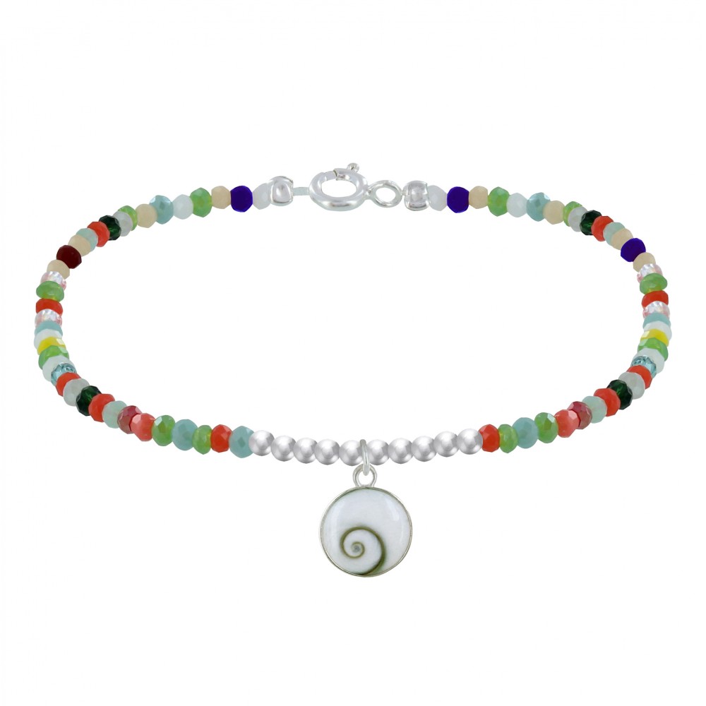 LES POULETTES BIJOUX Bracelet Argent 925 Perles Facettées Multicolores Oeil de Saint