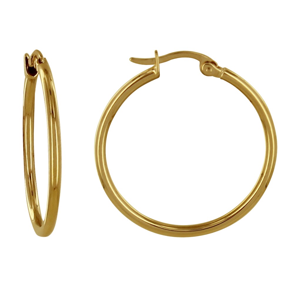 LES POULETTES BIJOUX Boucles d'Oreilles Acier Doré 316 L Moyennes Créoles Rondes 3cm