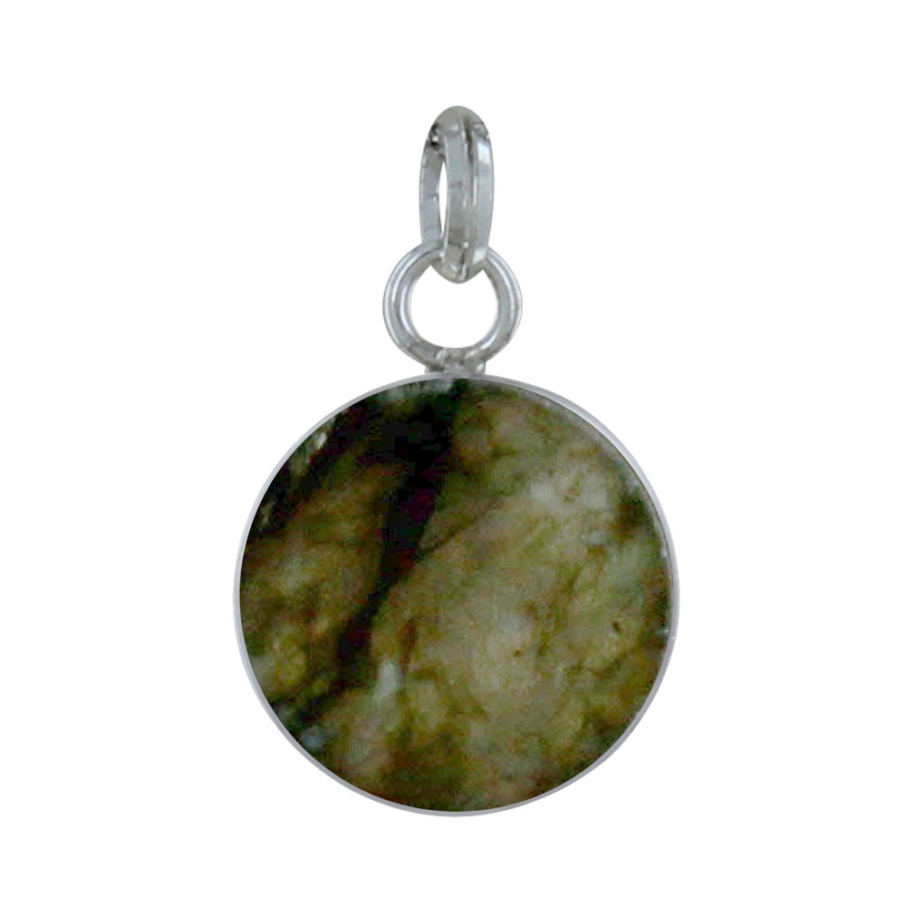 LES POULETTES BIJOUX Pendentif Argent 925 Rond Lisse de Labradorite