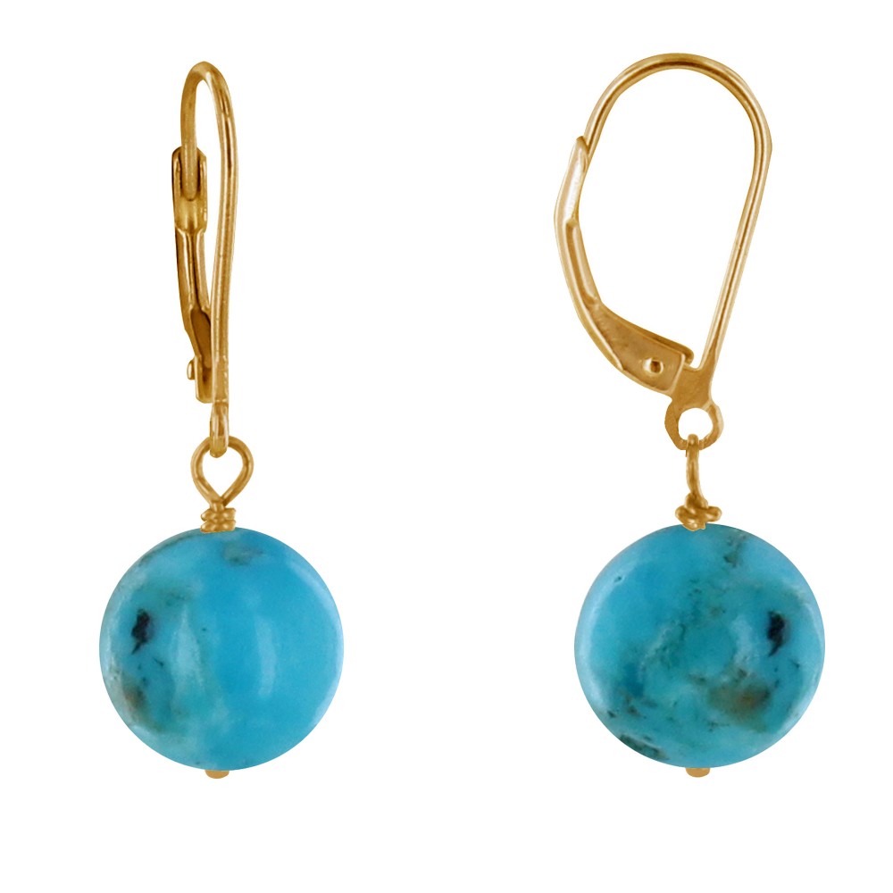 LES POULETTES BIJOUX Boucles d'Oreilles Dormeuse Plaqué Or Perle de Turquoise LES POULETTES BIJOUX Boucles d'Oreilles Dormeuse Plaqué Or Perle de Turquoise