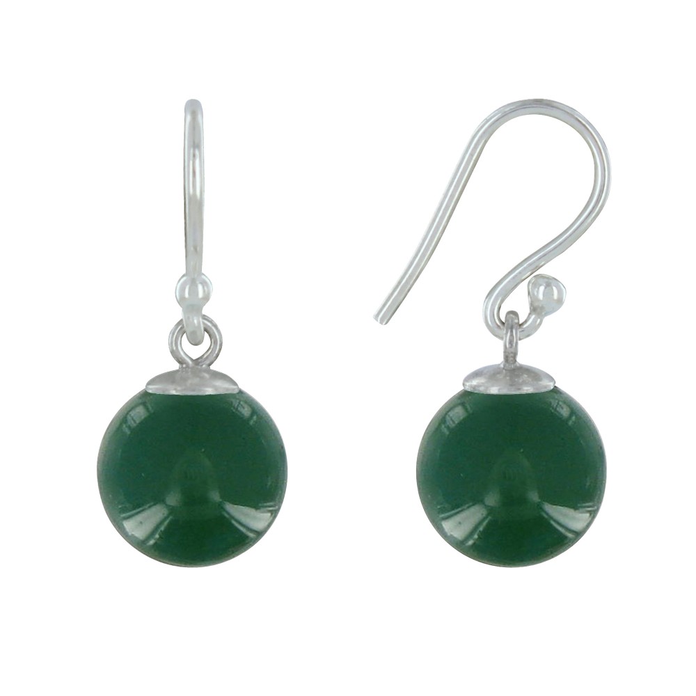 LES POULETTES BIJOUX - Boucles d'Oreilles Argent 925 Billes d'Agate - Classics - Vert