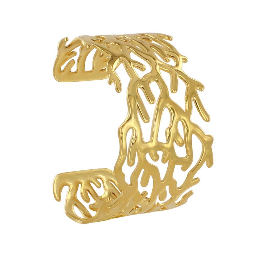 LES POULETTES BIJOUX Bracelet Acier Doré Manchette Corail