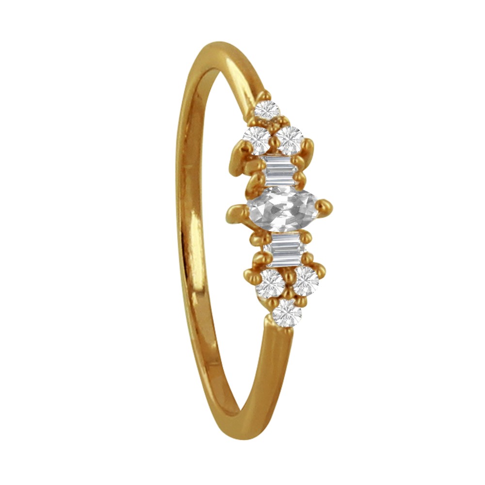 LES POULETTES BIJOUX - Bague Plaqué Or Couronne de Strass Ronds Ovale Rectangles - t