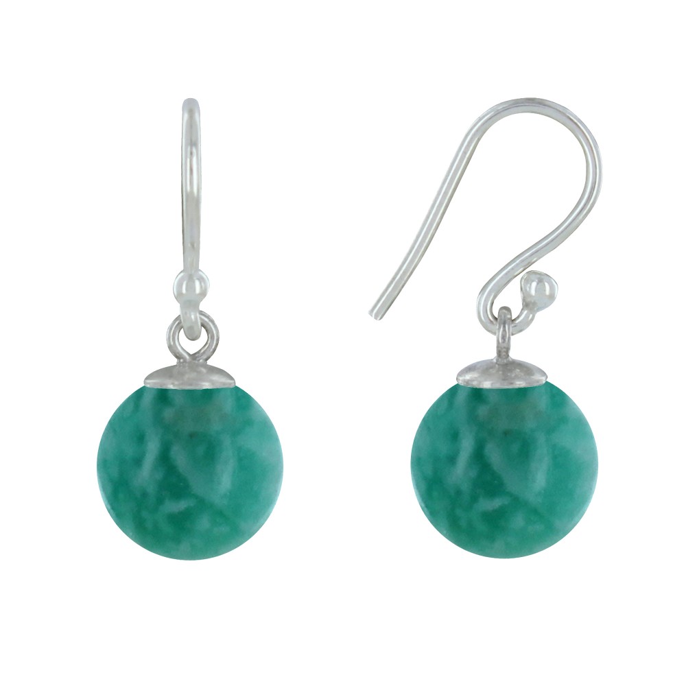 LES POULETTES BIJOUX Boucles d'Oreilles Argent 925 Billes d'Amazonite