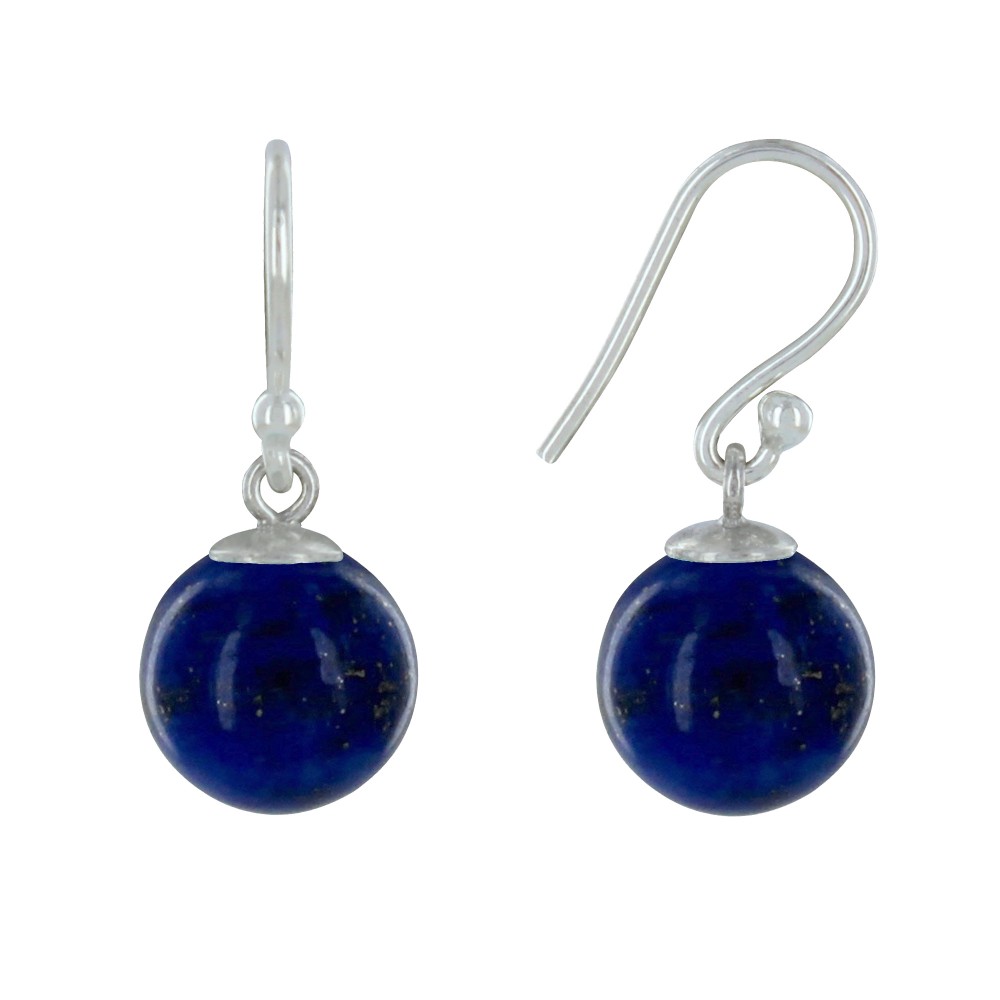 LES POULETTES BIJOUX - Boucles d'Oreilles Argent 925 Billes de Lapis Lazuli