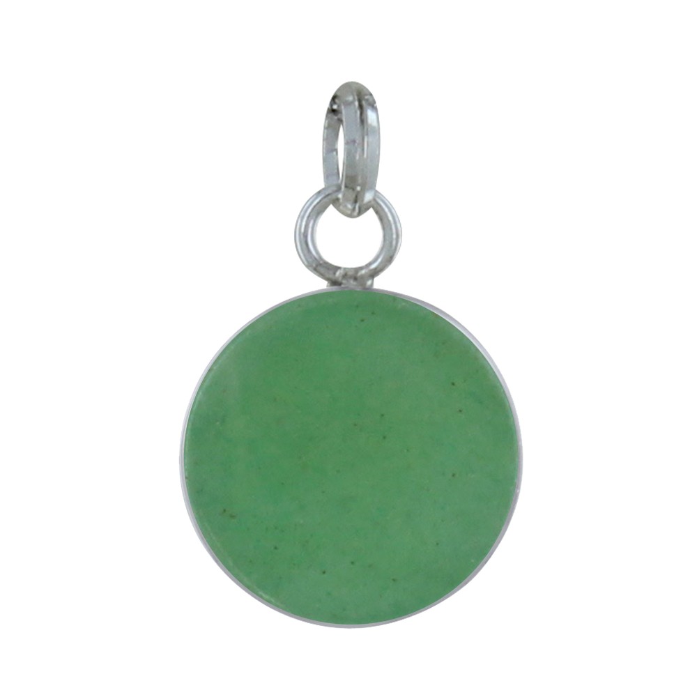 LES POULETTES BIJOUX Pendentif Argent 925 Rond Lisse d'Aventurine