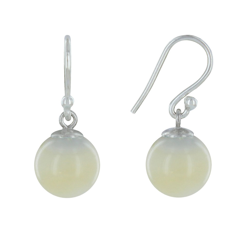 LES POULETTES BIJOUX Boucles d'Oreilles Argent 925 Billes de Nacre
