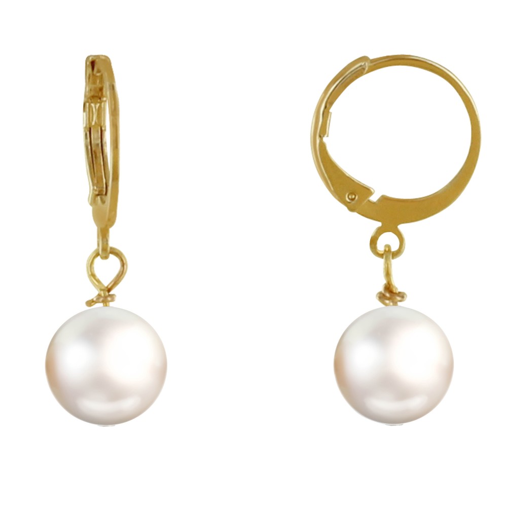 LES POULETTES BIJOUX - Boucles d'Oreilles Mini Créoles Acier Doré et Perle de Cultur