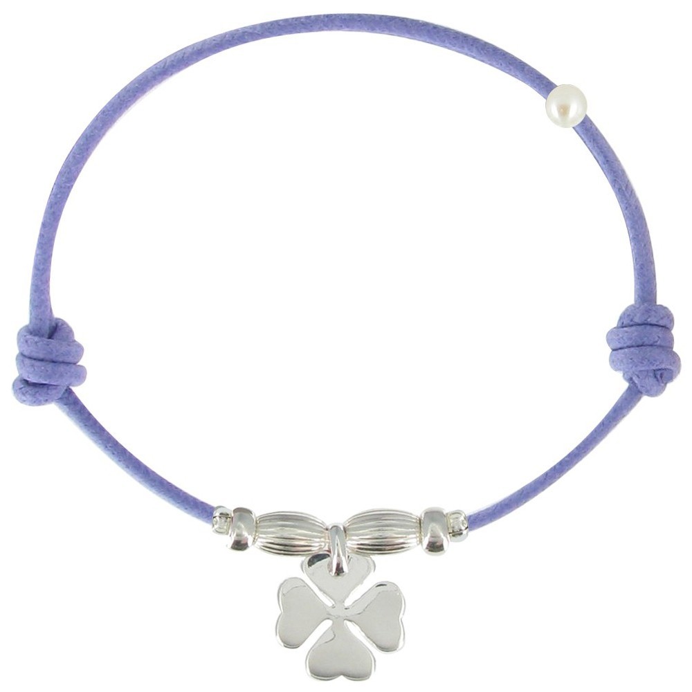 LES POULETTES BIJOUX Bracelet Lien Trèfle Argent 925 - Violet