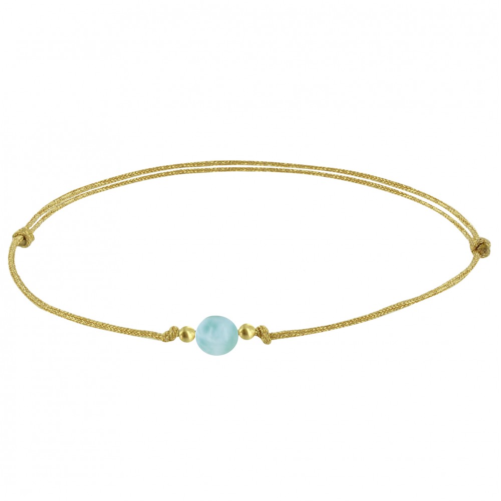 LES POULETTES BIJOUX Bracelet Lien Petite Perle de Larimar - Or