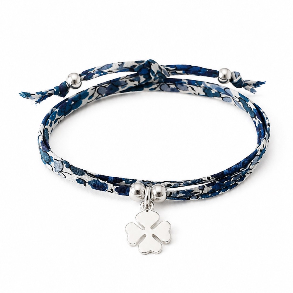 LES POULETTES BIJOUX Bracelet Double Tour Lien liberty et Trèfle Argent 925 - Classi