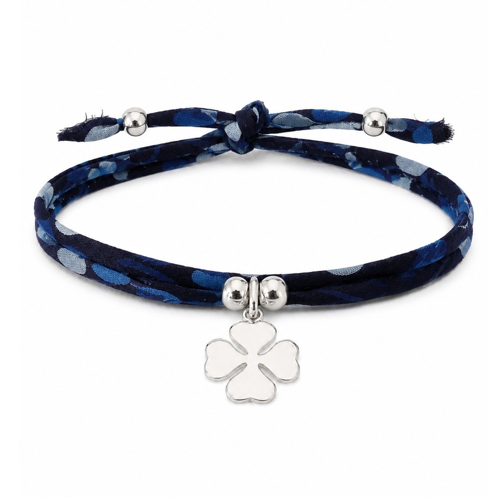 LES POULETTES BIJOUX Bracelet Double Tour Lien liberty et Trèfle Argent 925 - Classi