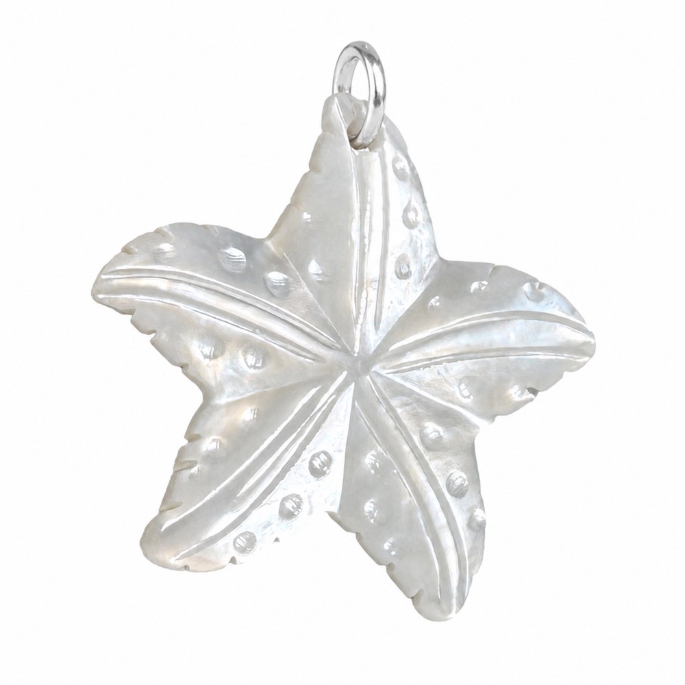 LES POULETTES BIJOUX Pendentif Étoile de Mer en Nacre Naturelle 25 mm pour Femme - G