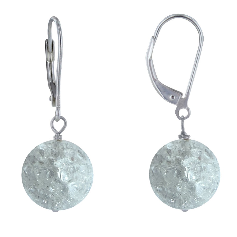 LES POULETTES BIJOUX Boucles d'Oreilles Dormeuse Argent 925 et Perle de Cristal de R LES POULETTES BIJOUX Boucles d'Oreilles Dormeuse Argent 925 et Perle de Cristal de R