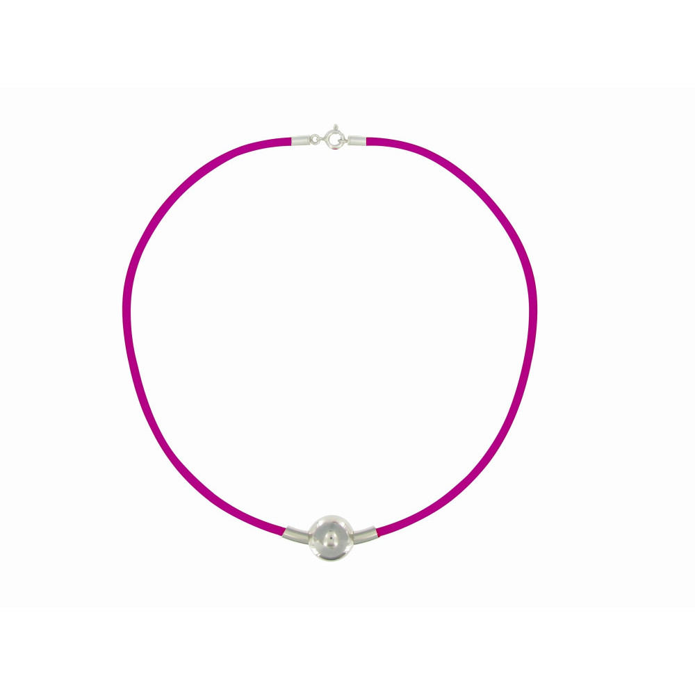 LES POULETTES BIJOUX Collier Bulles Argent Lien Fuchsia Transparent
