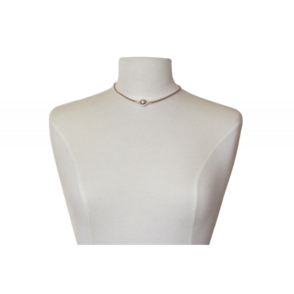 LES POULETTES BIJOUX Collier Bulles Argent Lien Bleu Navy Transparent