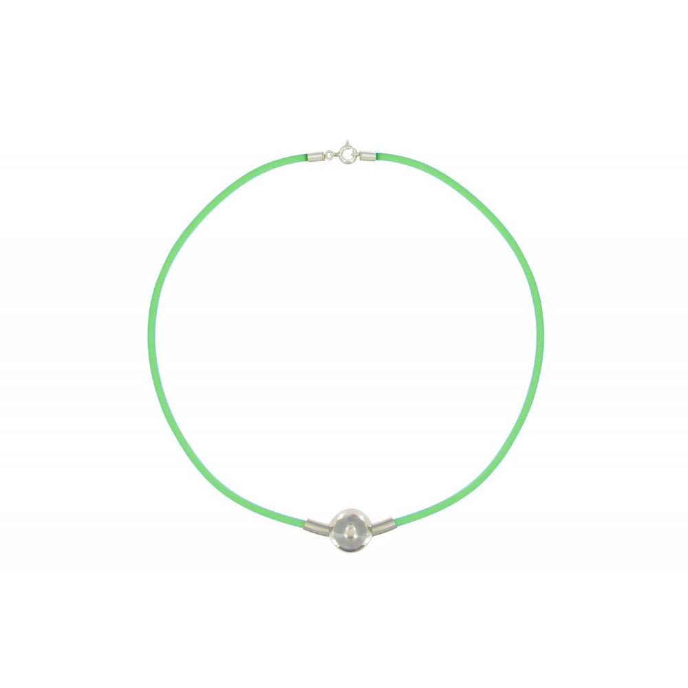 LES POULETTES BIJOUX Collier Bulles Argent Lien Menthe Transparent