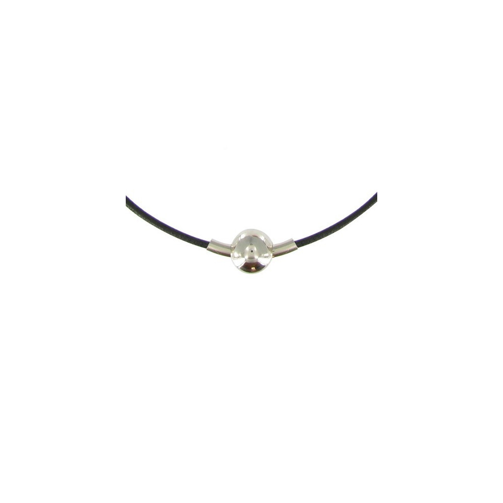 LES POULETTES BIJOUX Collier Bulles Argent Lien Cuir Noir