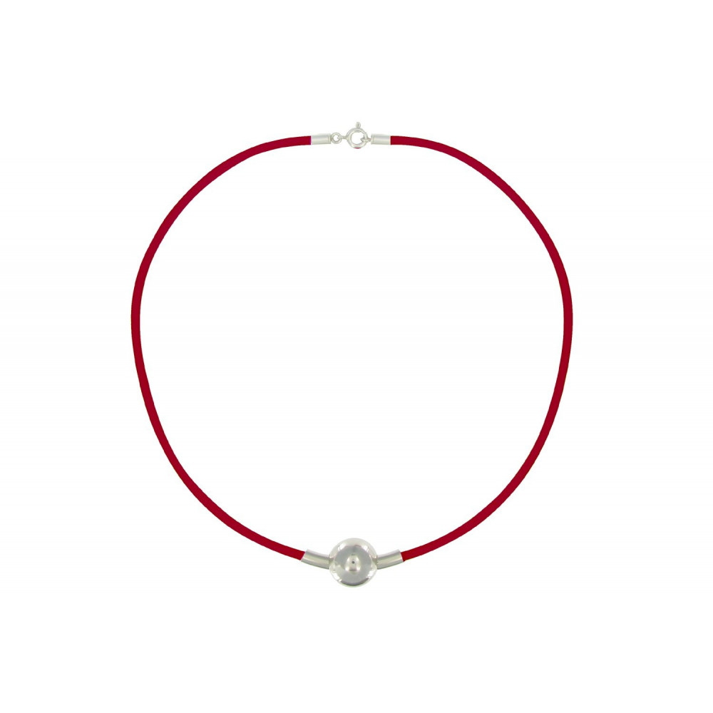 LES POULETTES BIJOUX Collier Bulles Argent Lien Rouge Transparent