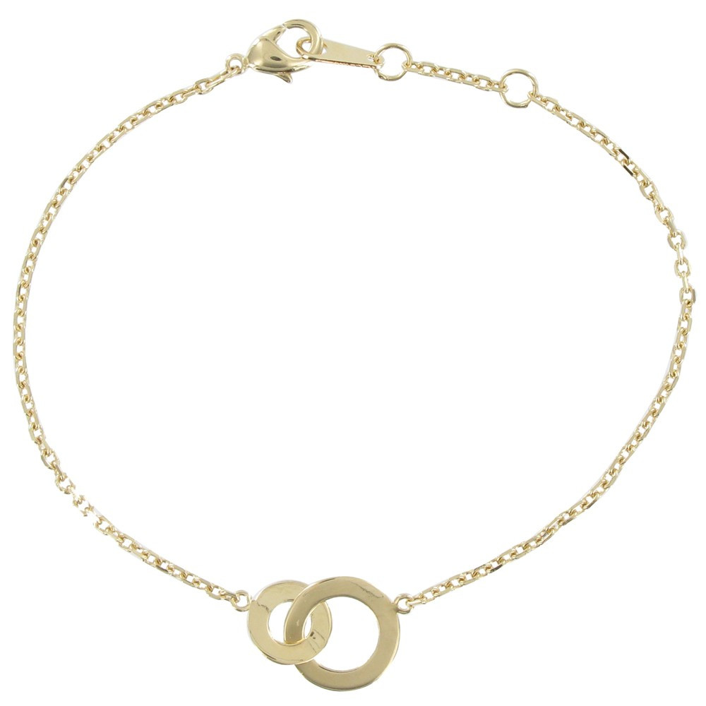 LES POULETTES BIJOUX Bracelet Double Anneaux Plaqué Or