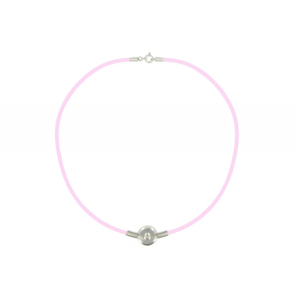 LES POULETTES BIJOUX - Collier Bulles Argent Lien Rose Transparent
