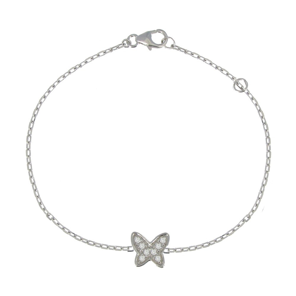 LES POULETTES BIJOUX Bracelet Mini Papillon et ses Strass en Argent