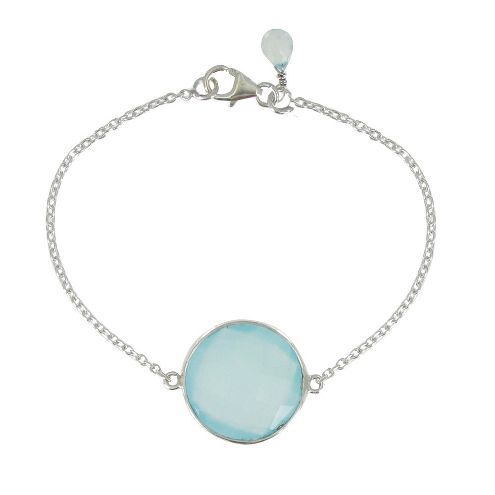 LES POULETTES BIJOUX V Bracelet Argent Pavé Faceté de Calcédoine Vert d'Eau