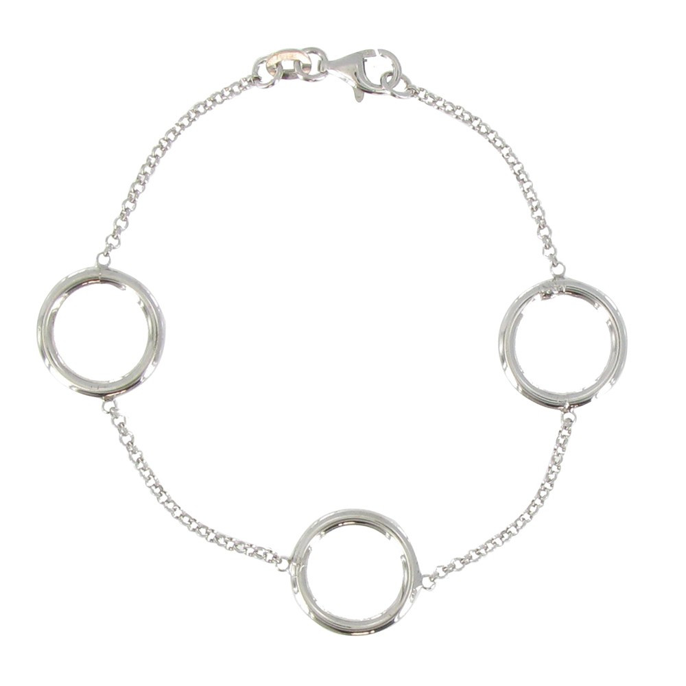 LES POULETTES BIJOUX Bracelet Trois Anneaux Argent 925 Rhodié