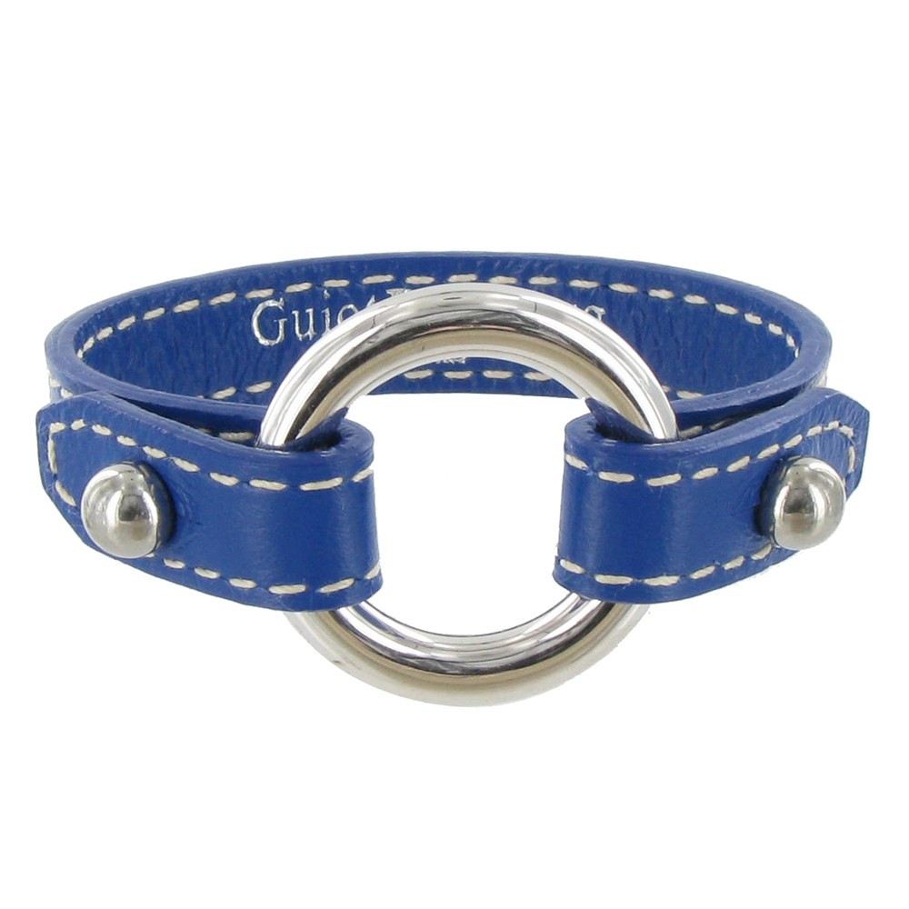 LES POULETTES BIJOUX Bracelet Cuir et Anneau Argent 925 - Cuir Bleu Foncé
