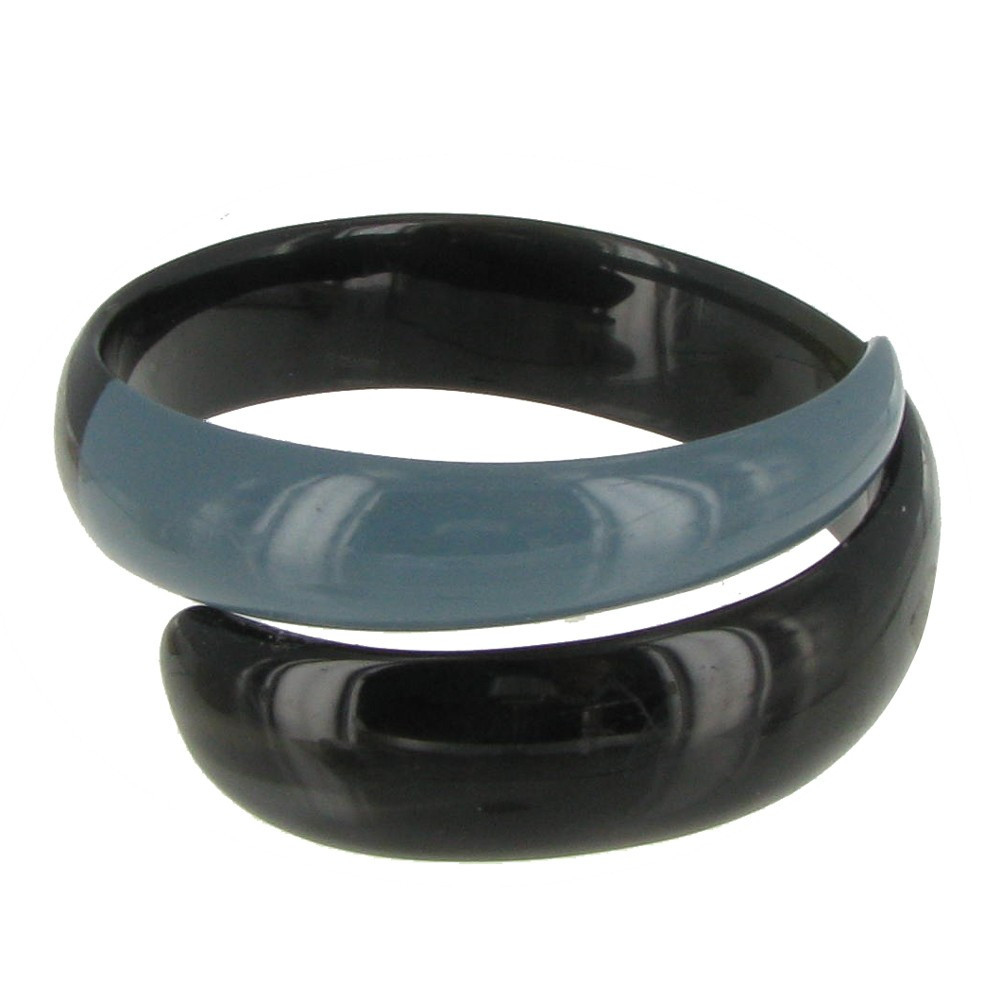 LES POULETTES BIJOUX Bracelet en Corne Couleur Ivoire et Résine Grise