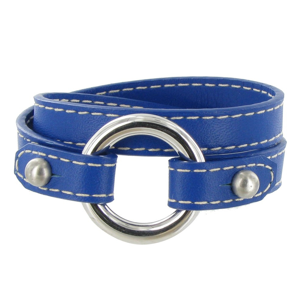 LES POULETTES BIJOUX Bracelet Double Tour Cuir et Anneau Argent 925 - Cuir Bleu Foncé