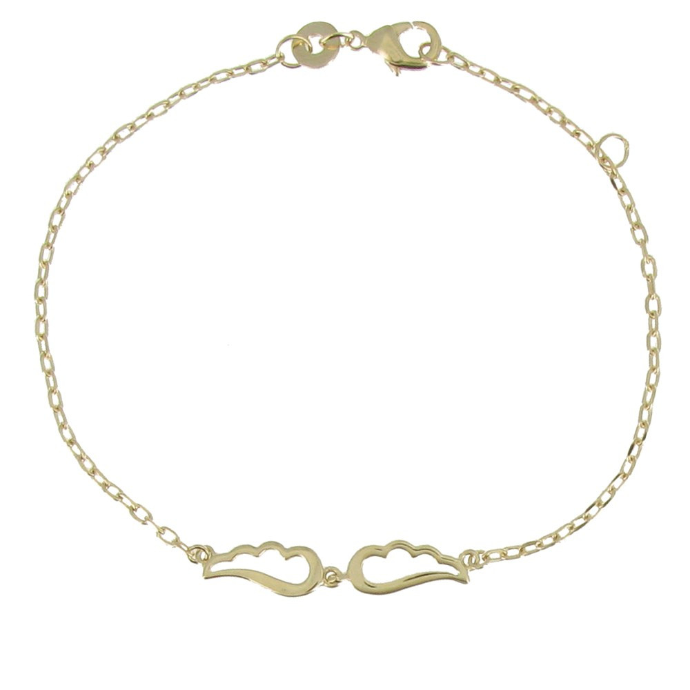 LES POULETTES BIJOUX Bracelet Plaqué Or Deux Petites Ailes d'Ange Ajourées