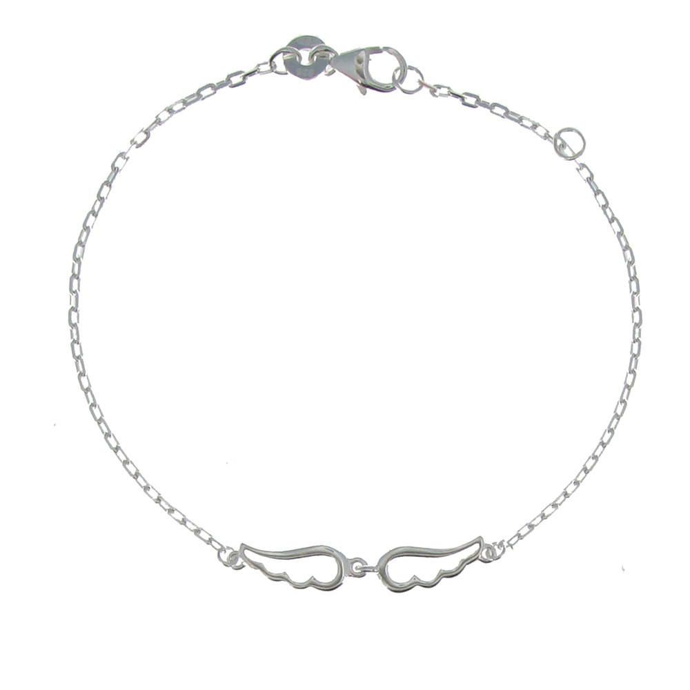 LES POULETTES BIJOUX Bracelet Argent Rhodié Deux Petites Ailes d'Ange Ajourées