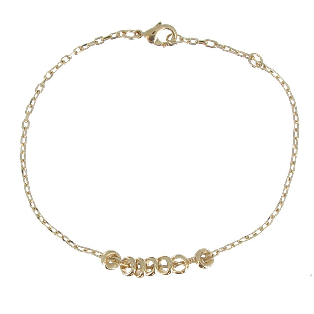 LES POULETTES BIJOUX V Bracelet Plaqué Or Sept Petits Anneaux