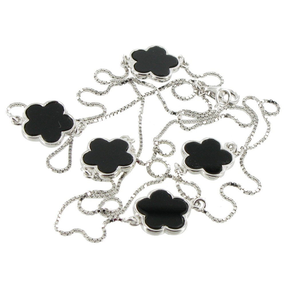 LES POULETTES BIJOUX Sautoir Chance Argent 925 et Onyx Noir
