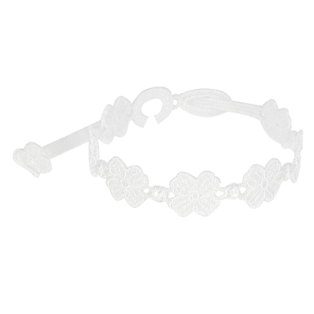 LES POULETTES BIJOUX - Cruciani Bracelet Dentelle 7 Trèfles Blanc