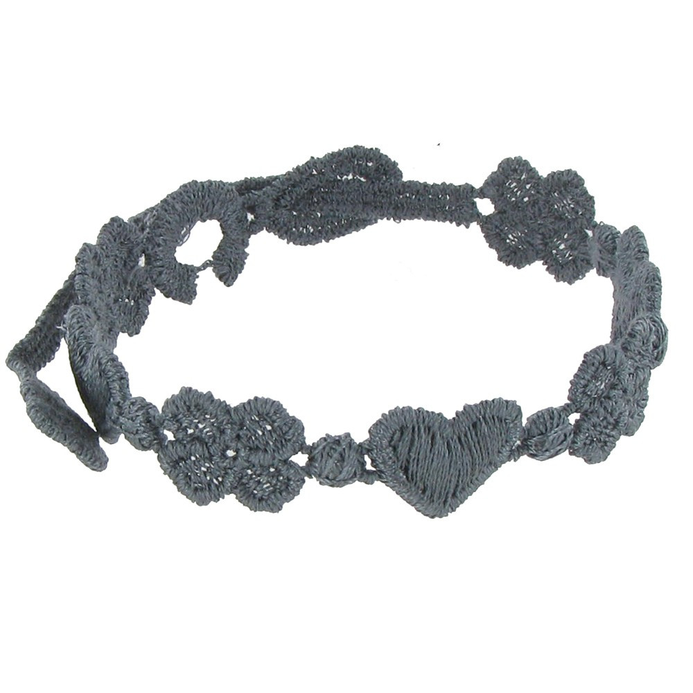 LES POULETTES BIJOUX Cruciani Bracelet Dentelle Amour et Chance Gris Anthracite