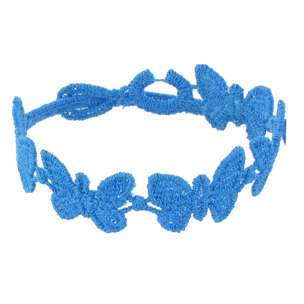 LES POULETTES BIJOUX V Cruciani Bracelet Dentelle Papillons Azur