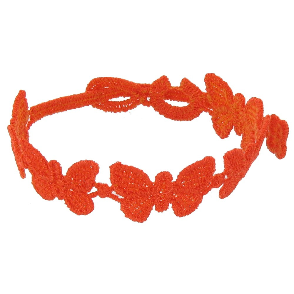 LES POULETTES BIJOUX V Cruciani Bracelet Dentelle Papillons Orange