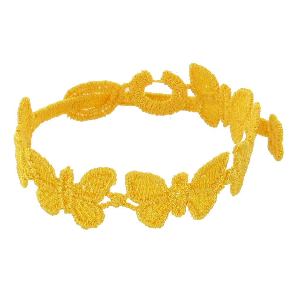 LES POULETTES BIJOUX Cruciani Bracelet Dentelle Papillons Jaune