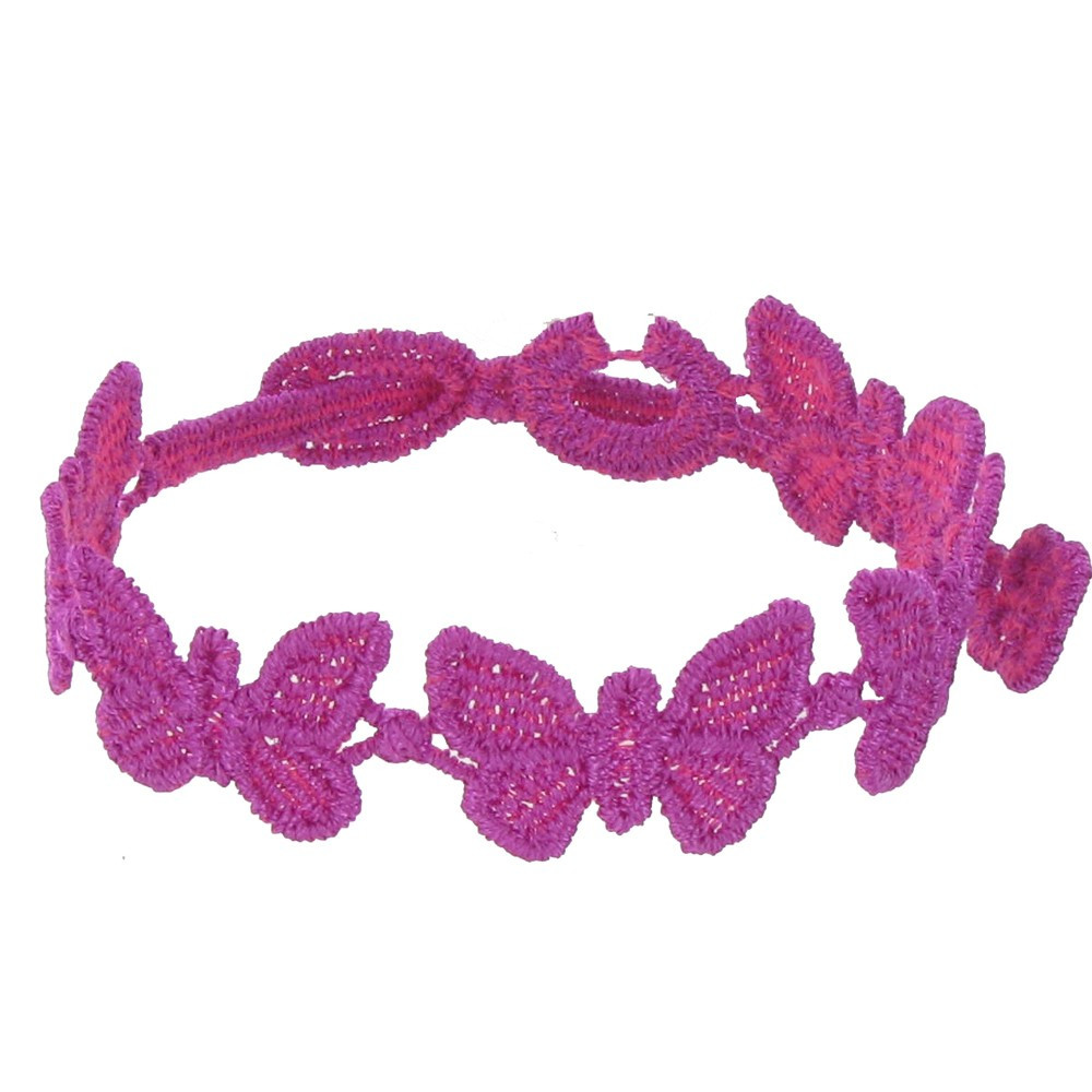 LES POULETTES BIJOUX Cruciani Bracelet Dentelle Papillons Framboise Ecrasée