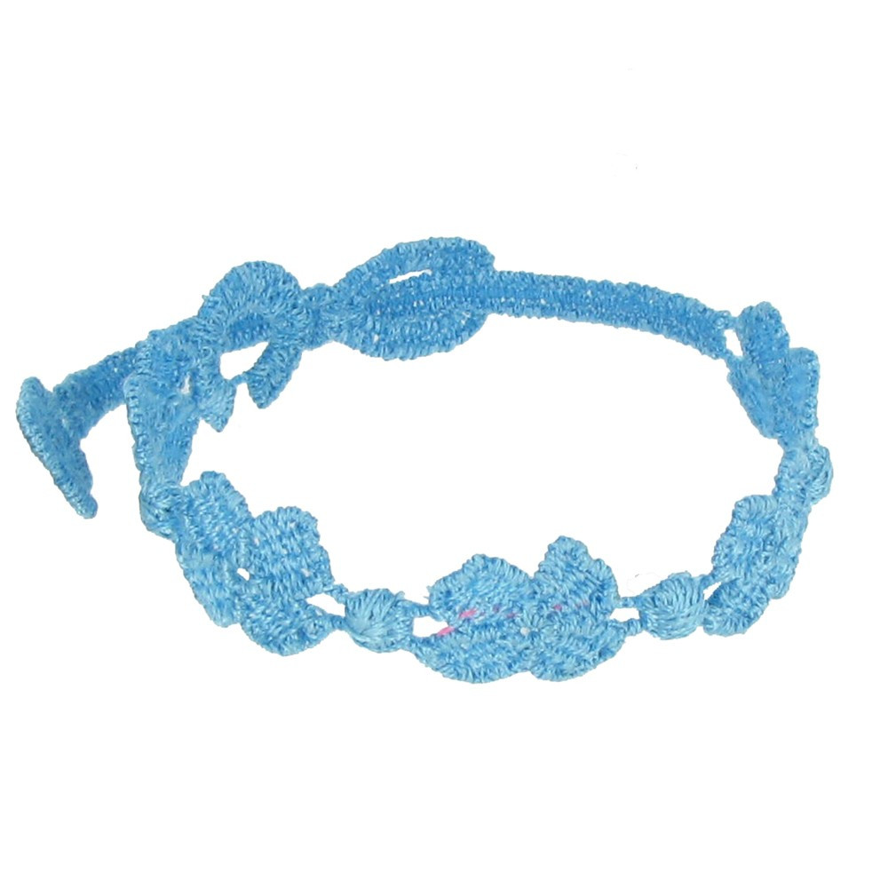 LES POULETTES BIJOUX Cruciani Bracelet Enfant Dentelle 5 Trèfles Turquoise