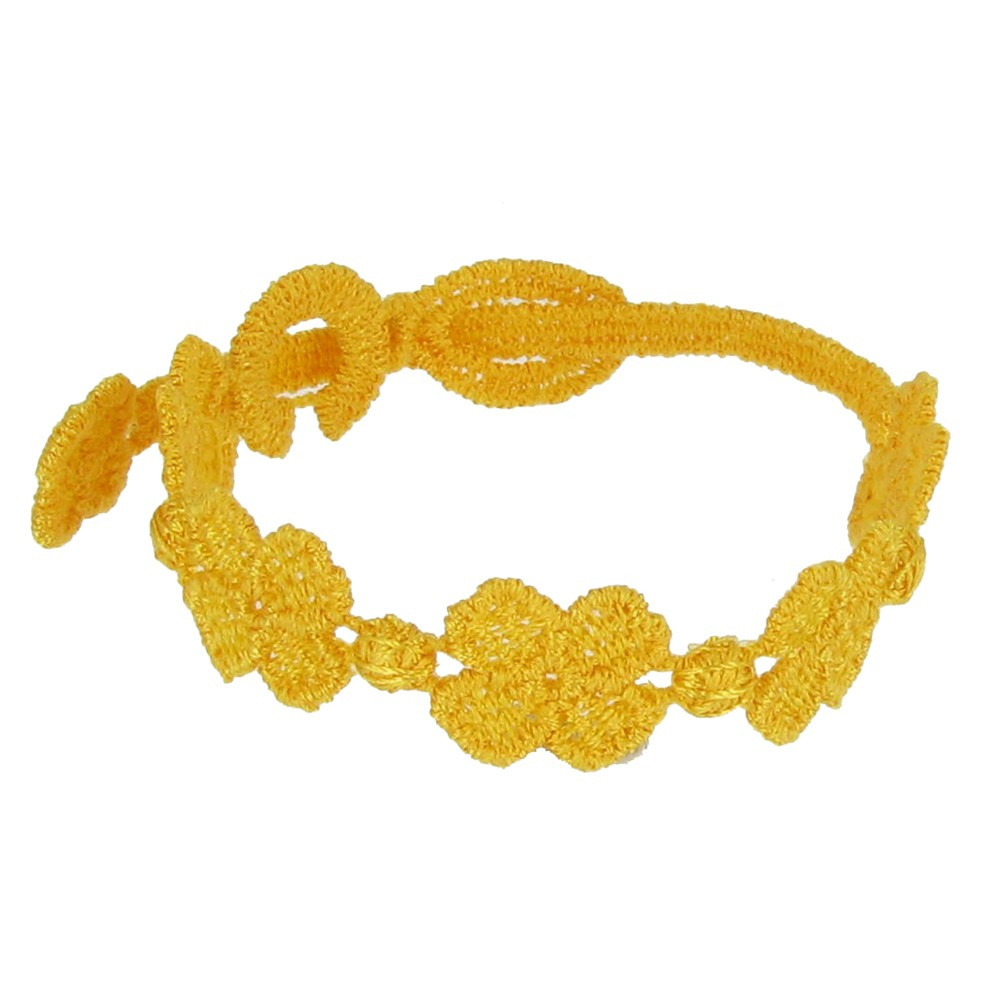 LES POULETTES BIJOUX Cruciani Bracelet Enfant Dentelle 5 Trèfles Jaune