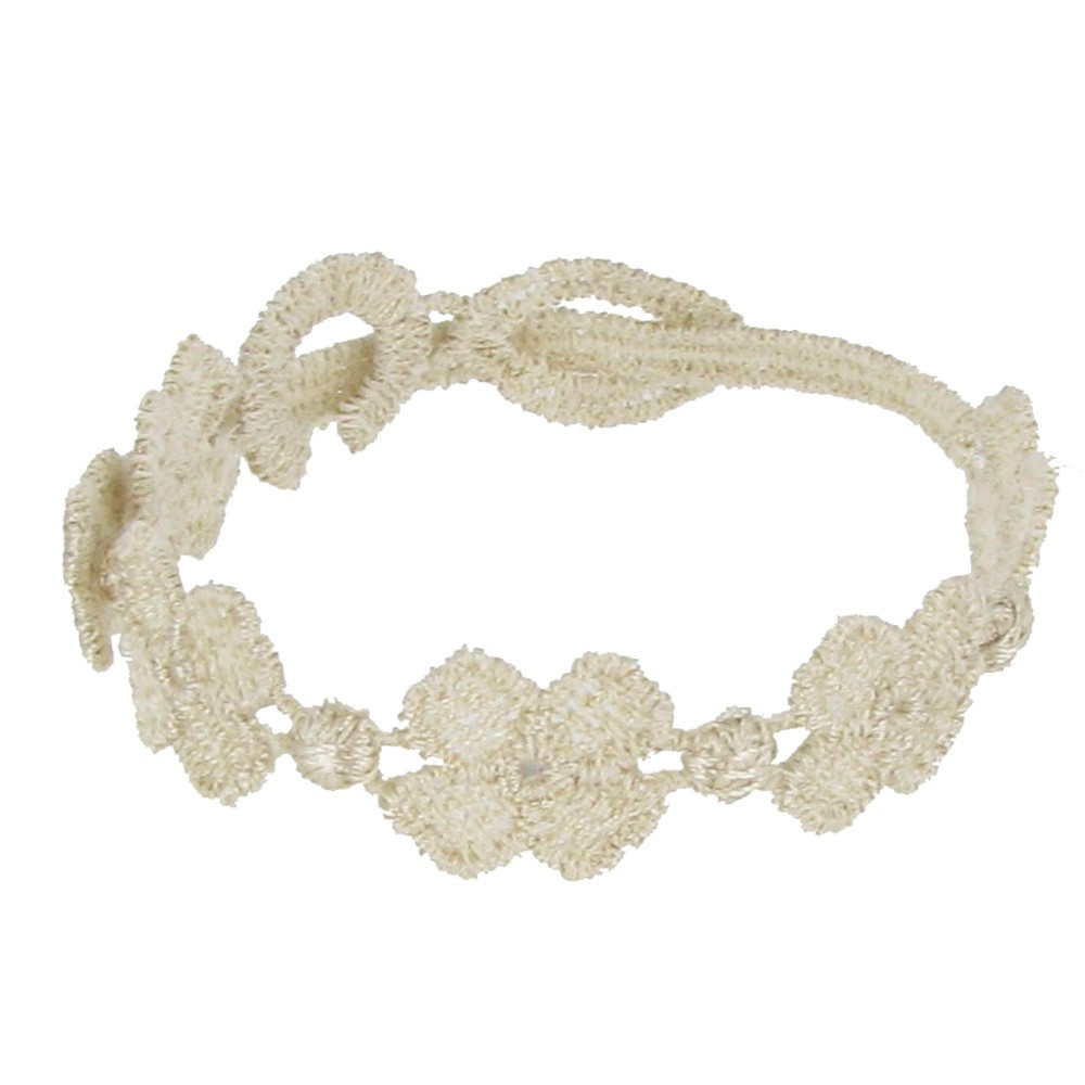 LES POULETTES BIJOUX Cruciani Bracelet Enfant Dentelle 5 Trèfles Ivoire