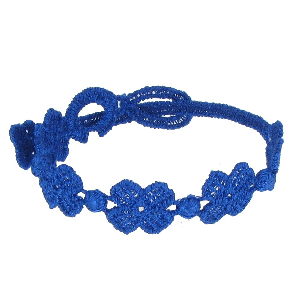 LES POULETTES BIJOUX Cruciani Bracelet Enfant Dentelle 5 Trèfles Bleus
