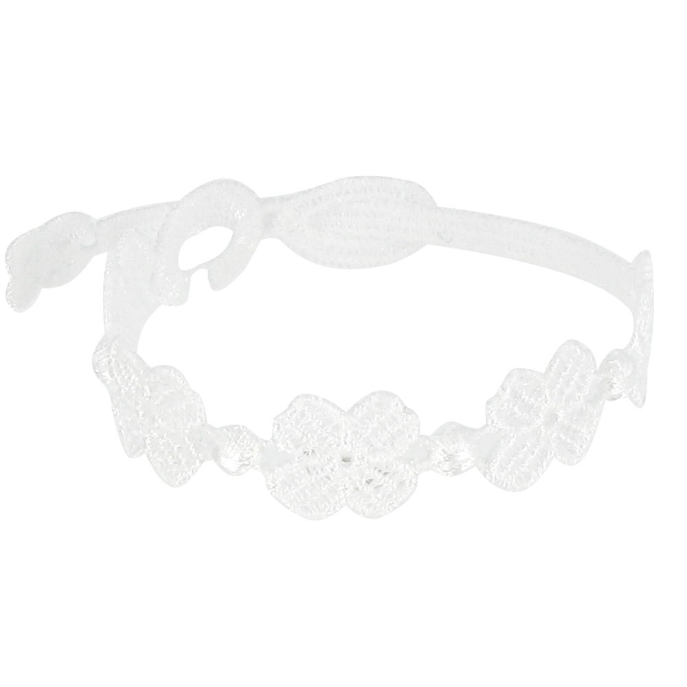 LES POULETTES BIJOUX - Cruciani Bracelet Enfant Dentelle 5 Trèfles Blancs