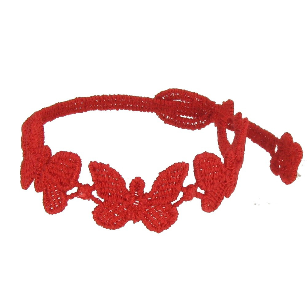 LES POULETTES BIJOUX Cruciani Bracelet Enfant Dentelle Papillons Rouge