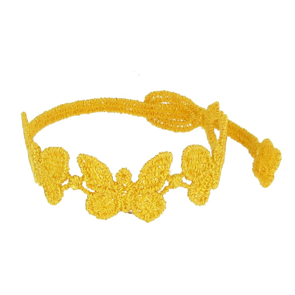 LES POULETTES BIJOUX Cruciani Bracelet Enfant Dentelle Papillons Jaune